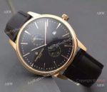 Fake Vacheron Constantin Moon Phase Quartz Watch Rose Gold Black Leather Strap